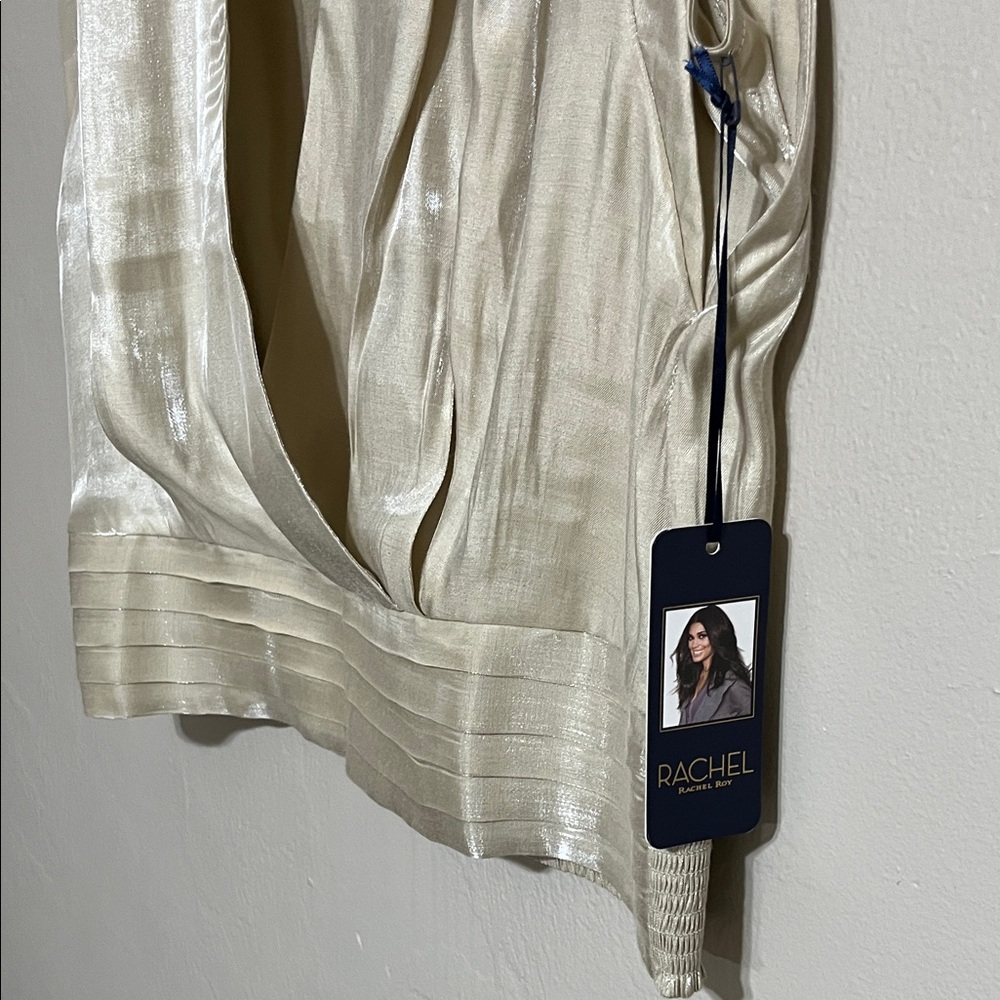 RACHEL Rachel Roy Metallic Cream Sleeveless Blouse - Picture 3 of 9
